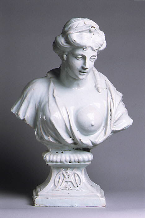 Bust of Cleopatra (one of a pair), French, Rouen