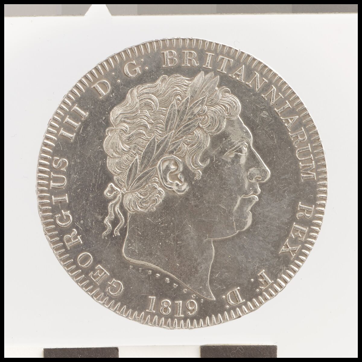 George III crown, Benedetto Pistrucci (Italian, 1783–1855, active England), Silver, British 