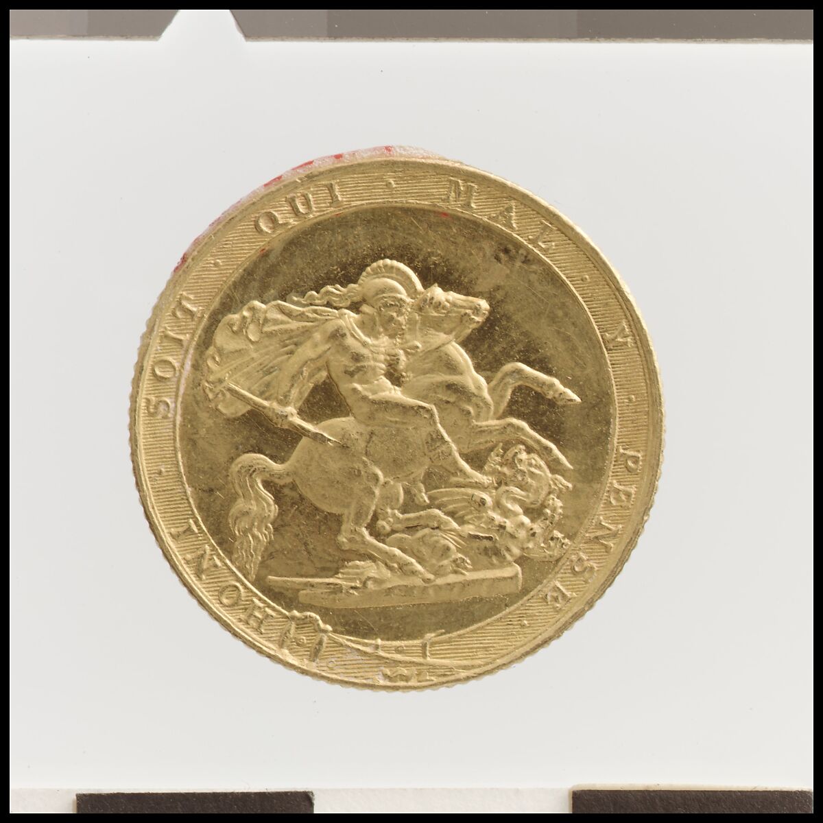 George III pattern sovereign with St. George reverse, Medalist: Benedetto Pistrucci (Italian, 1783–1855, active England), Gold, British, London