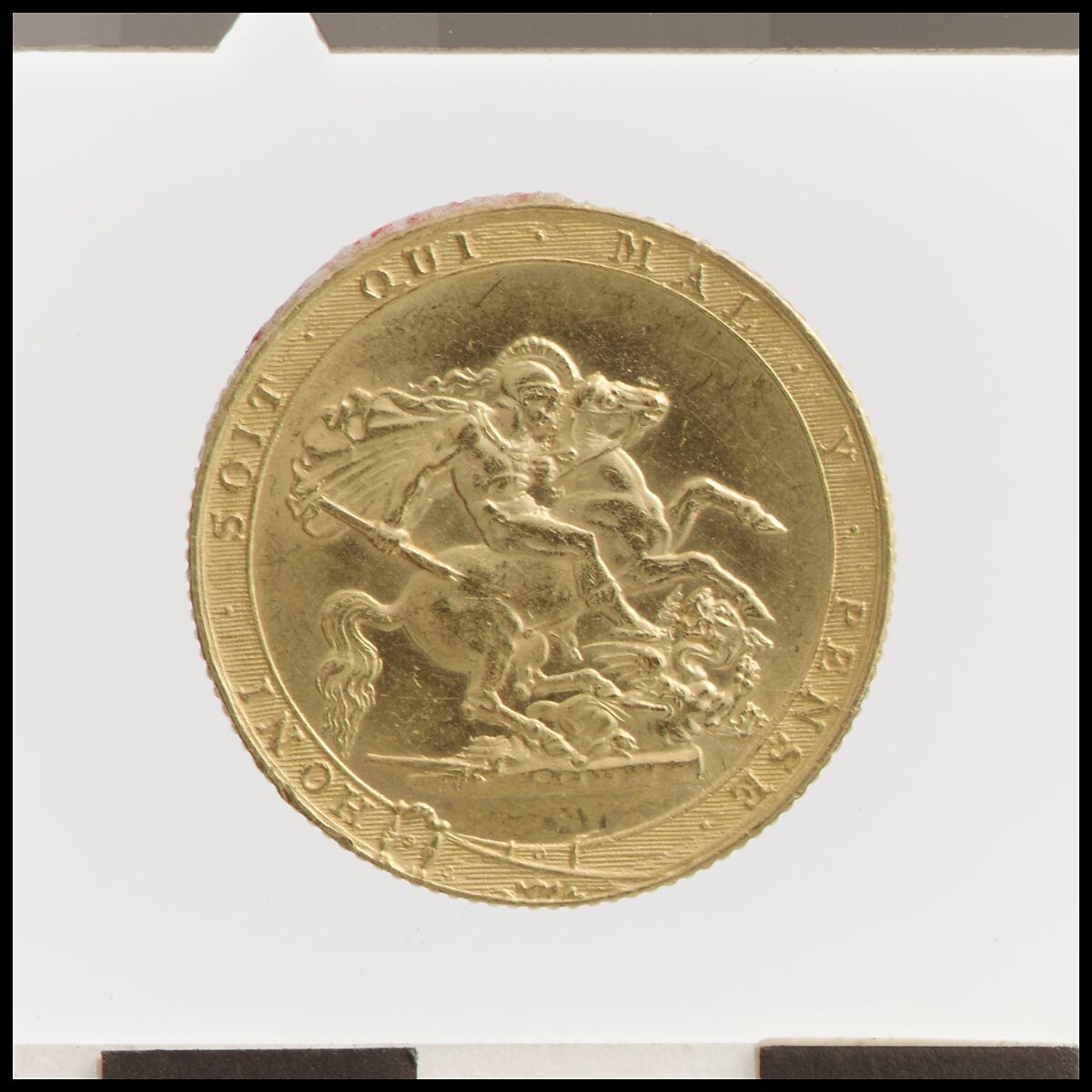 George III pattern sovereign with St. George reverse, Benedetto Pistrucci (Italian, 1783–1855, active England), Gold, British, London