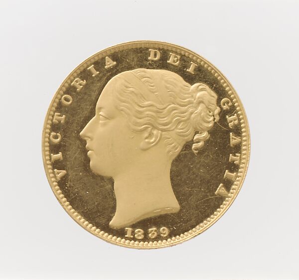 Victoria sovereign, William Wyon (British, Birmingham 1795–1851 Brighton), Gold, British, London 