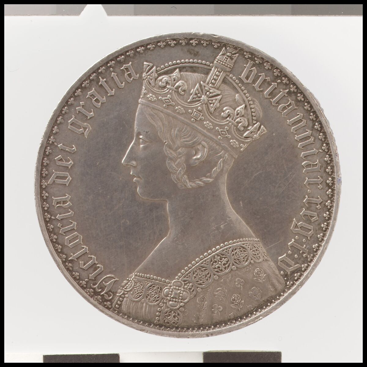 Victoria "Gothic" crown, William Wyon (British, Birmingham 1795–1851 Brighton), Silver, British 