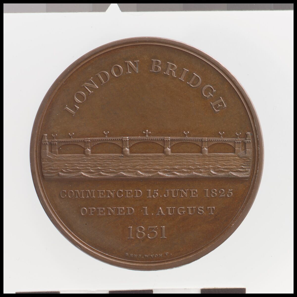 William IV with reverse of London Bridge, Medalist: Benjamin Wyon (British, London 1802–1858 London), Bronze, British