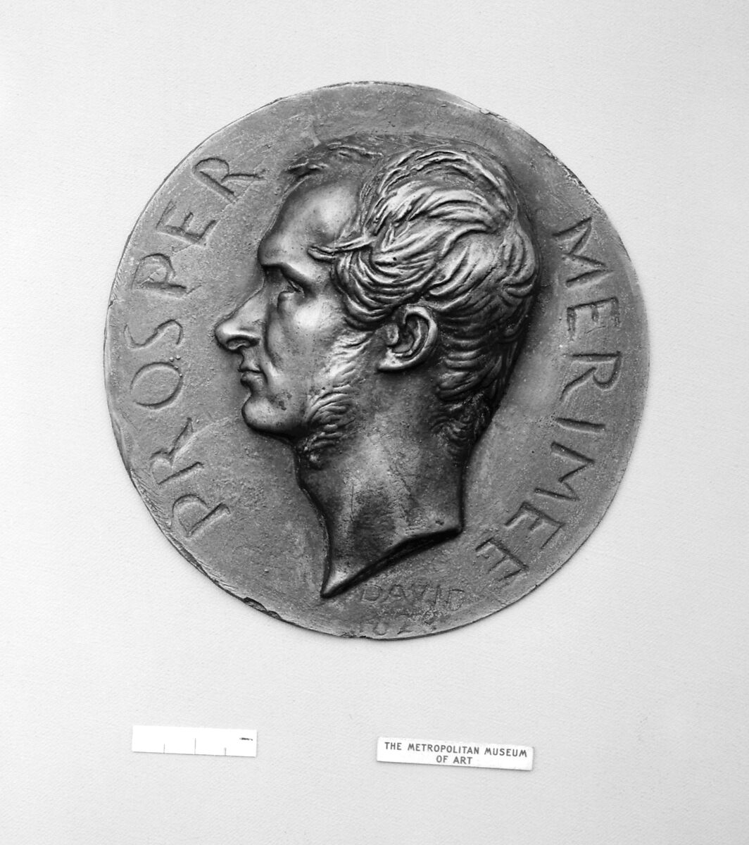 Prosper Merimée (1803–1870), French man-of-letters, historian and novelist, Medalist: Pierre Jean David d&#39;Angers (French, Angers 1788–1856 Paris), Bronze, brown patina, hollow cast, French 