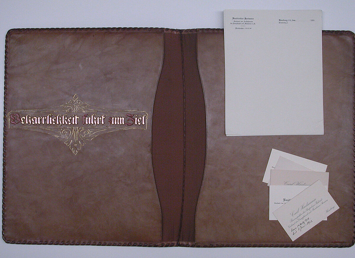 Portfolio, Georg Hulbe (German, 1851–1917), Leather, partially painted and gilded, German, Hamburg