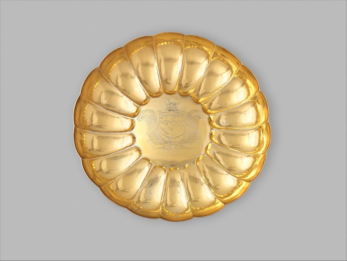 Dish (one of a pair), Anthony Ficketts (British, active 1635–85), Silver gilt, British, London 