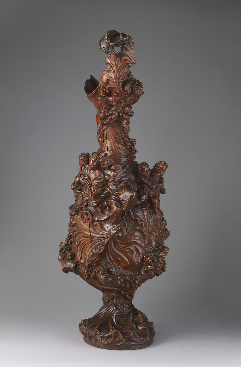 Decorative ewer, Carved alder wood, probably Flemish