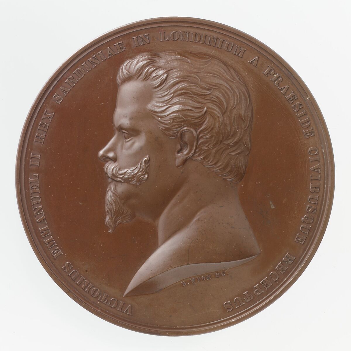 Victor Emanuel's Visit to the Corporation of London, Medalist: Benjamin Wyon (British, London 1802–1858 London), Bronze, British 