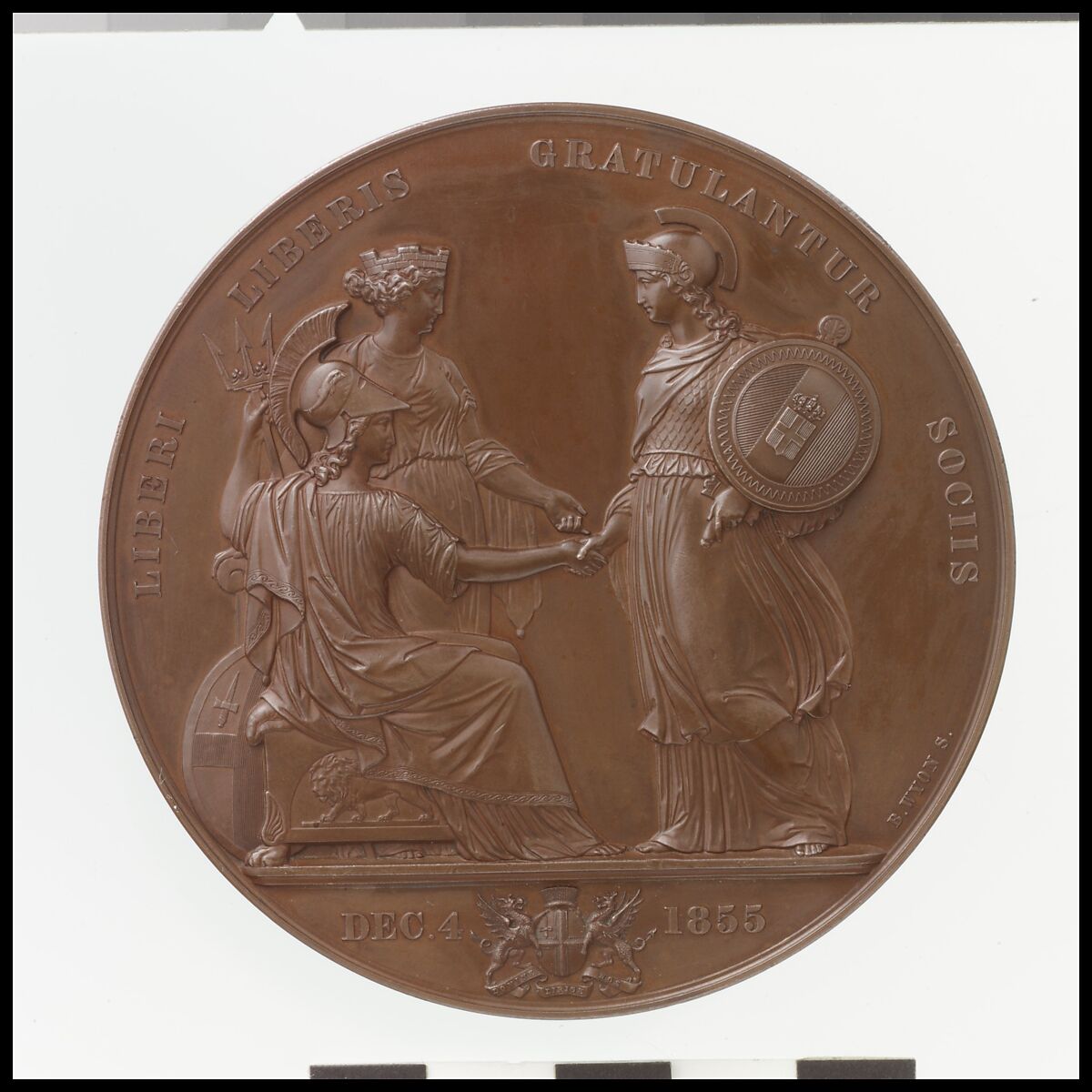 Victor Emanuel's Visit to the Corporation of London, Medalist: Benjamin Wyon (British, London 1802–1858 London), Bronze, British