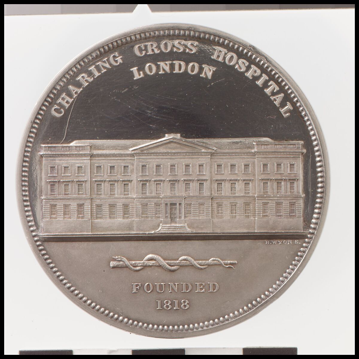 Charing Cross Hospital Medal, Benjamin Wyon (British, London 1802–1858 London), Silver, British 