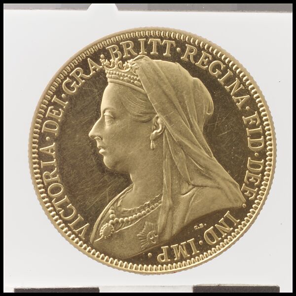 Queen Victoria proof double sovereign, Medalist (obverse): Sir Thomas Brock (British, Worcester 1847–1922 London), Gold, British 