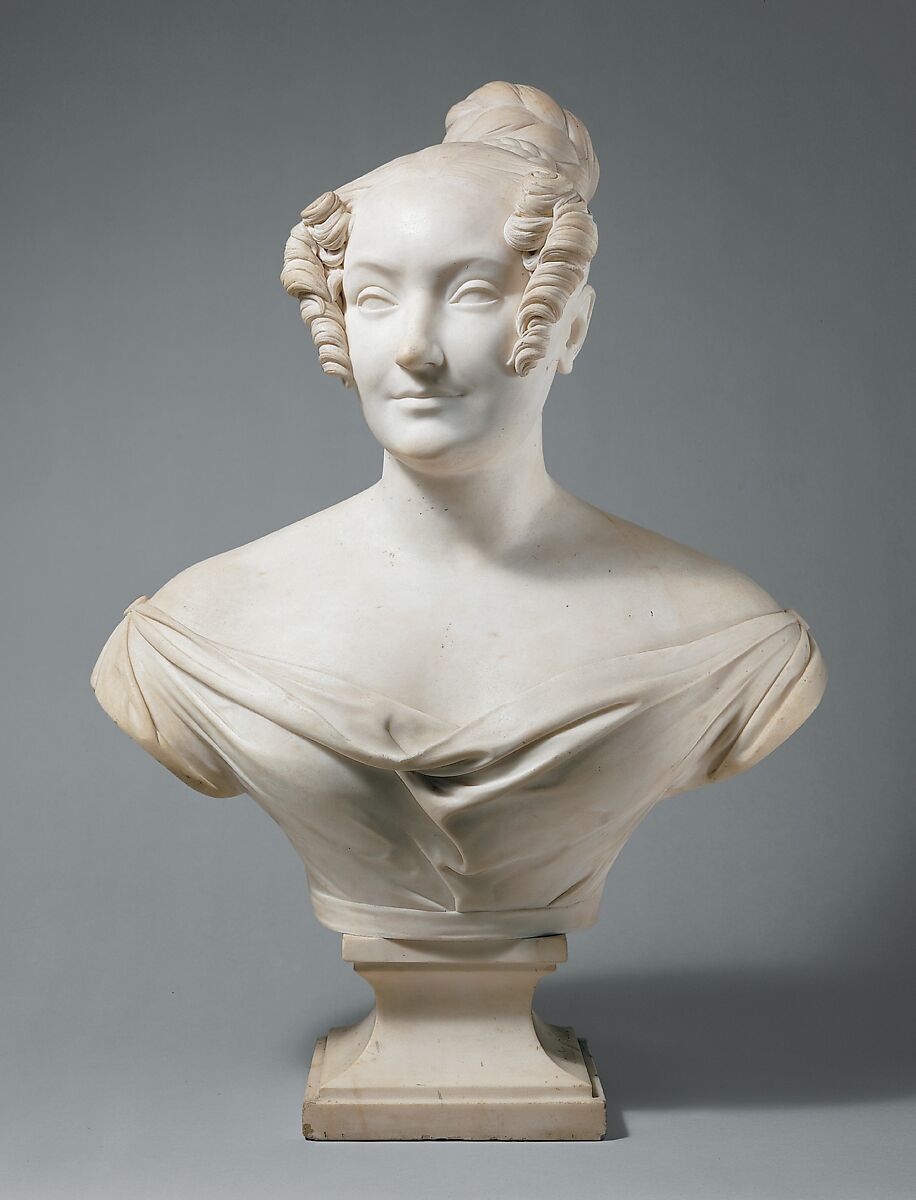 Bust of a young woman, Jean-Pierre Dantan (French, Paris 1800–1869 Baden-Baden), Marble, French 