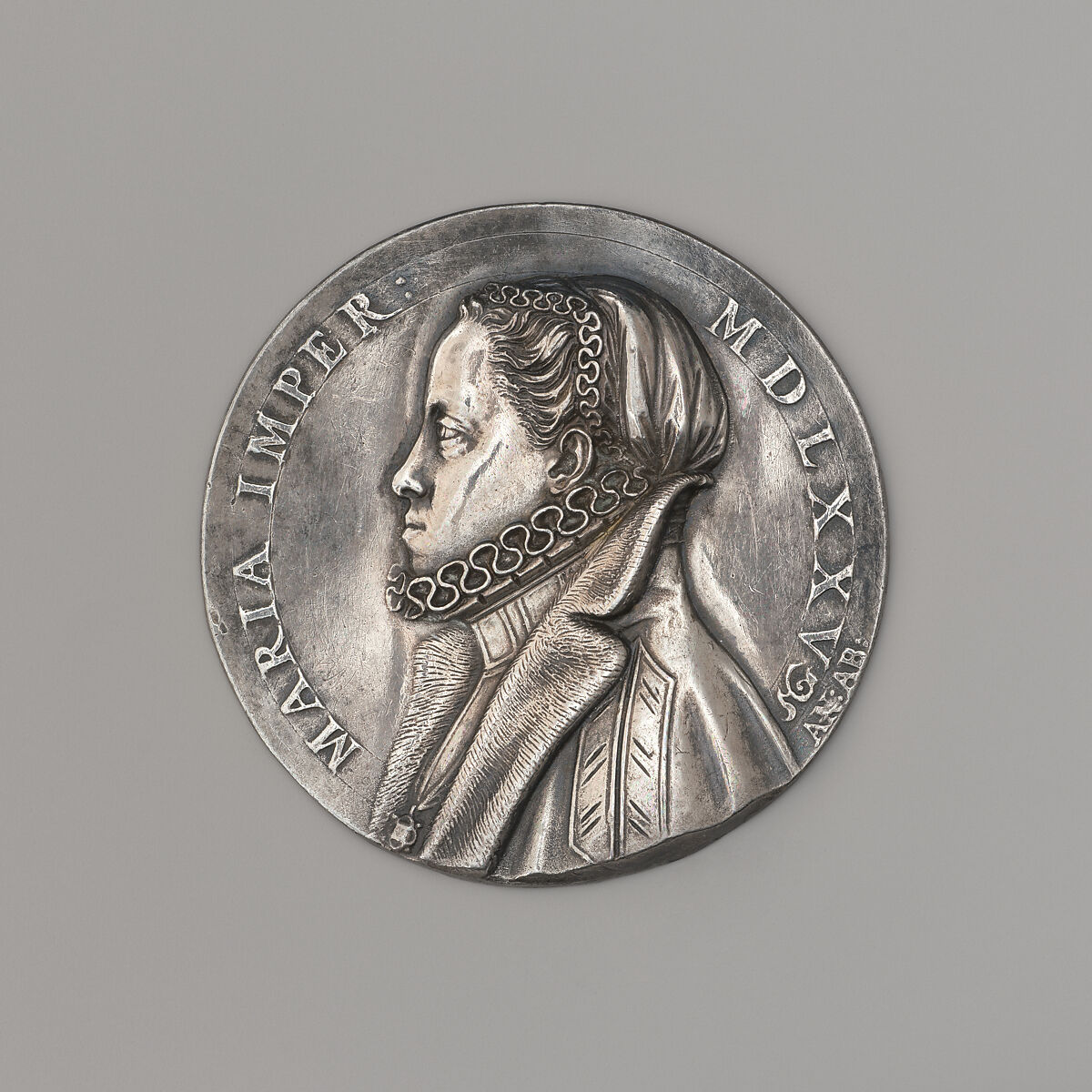 Empress Maria (1520–1603), Medalist: Antonio Abondio (Italian, Trento 1538–1591 Vienna), Silver, Italian 