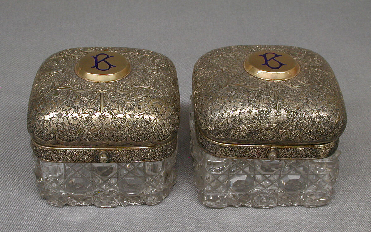 Set of six cosmetic jars, Barnard Brothers, Silver, glass, British, London