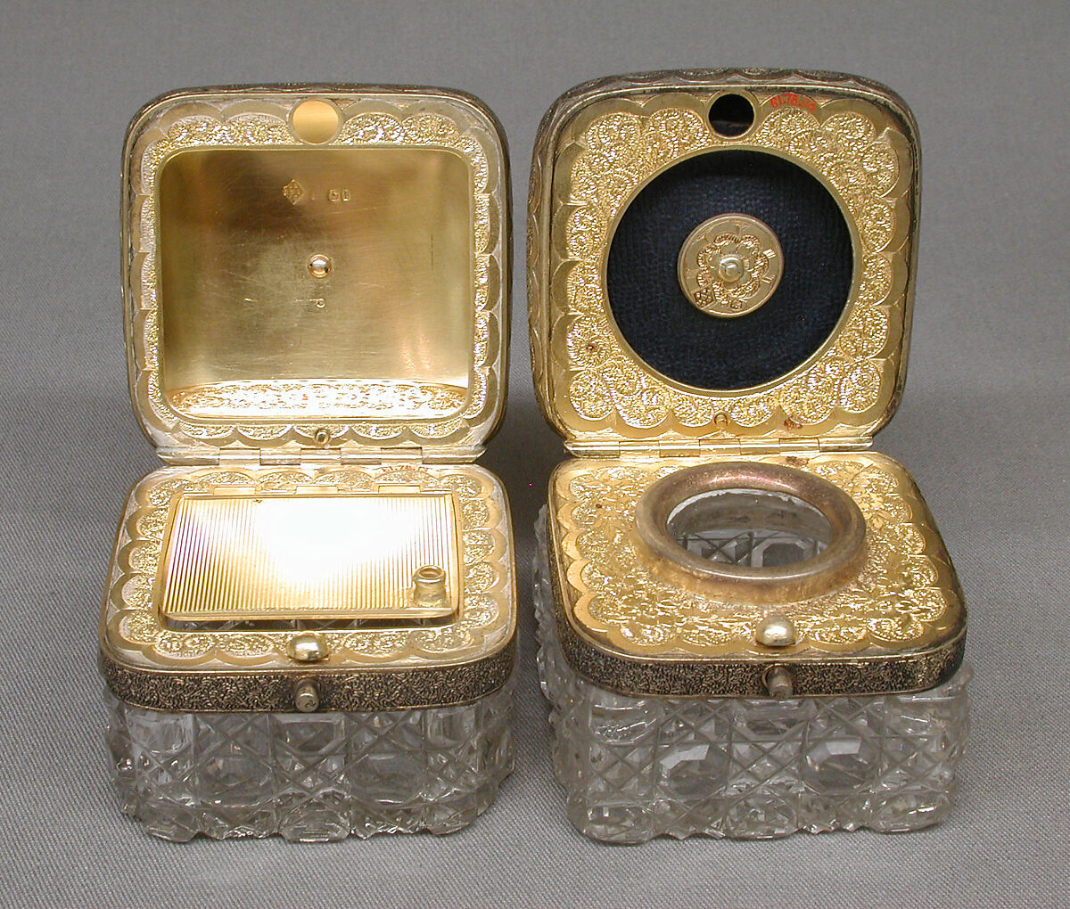 Set of six cosmetic jars, Barnard Brothers, Silver, glass, British, London