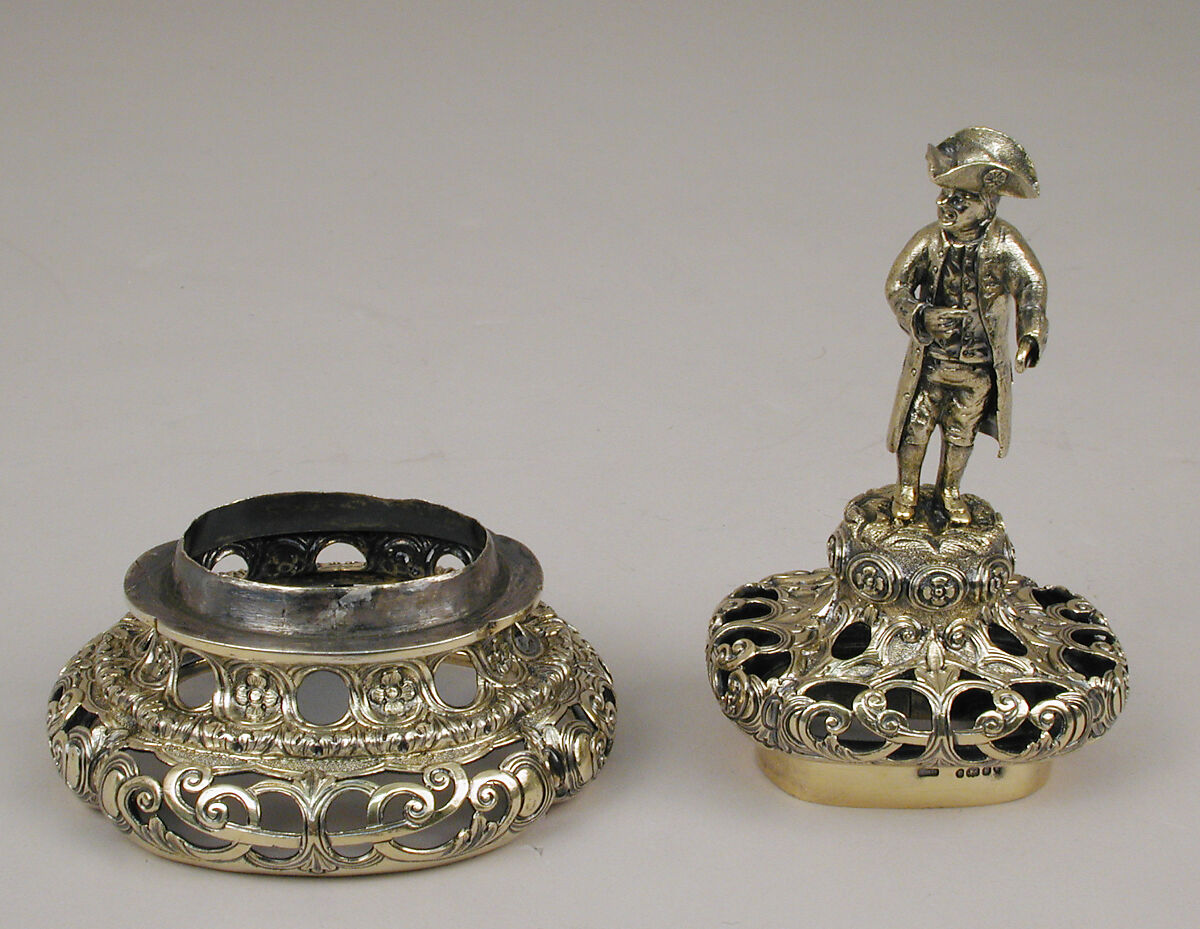 Vase mounts (one of a pair), L.H.R., London (ca. 1850), Silver gilt, British, London 