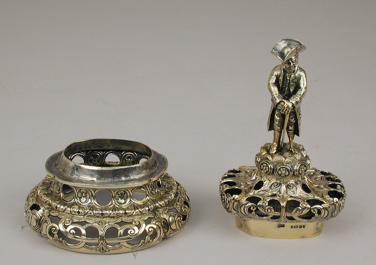 Vase mounts (one of a pair), L.H.R., London (ca. 1850), Silver gilt, British, London 