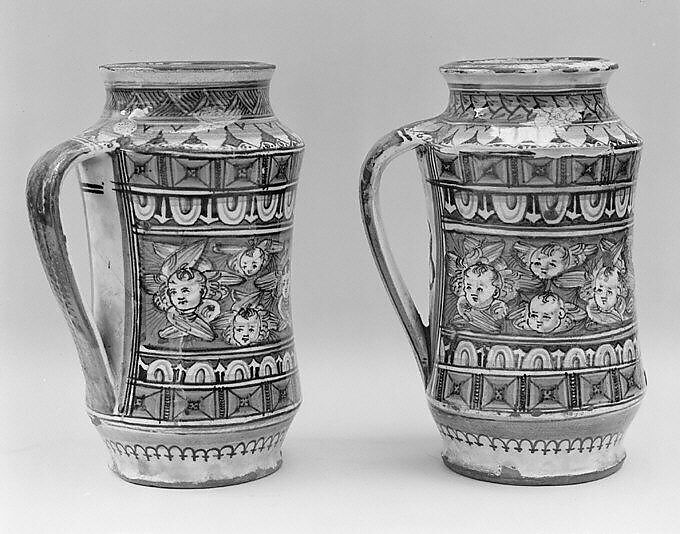 One-handled storage jar (albarello), Maiolica (tin-glazed earthenware), Italian, Siena