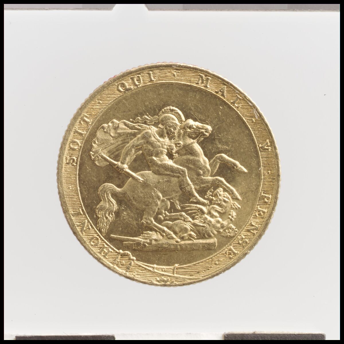 George III sovereign, Medalist: Benedetto Pistrucci (Italian, 1783–1855, active England), Gold, British