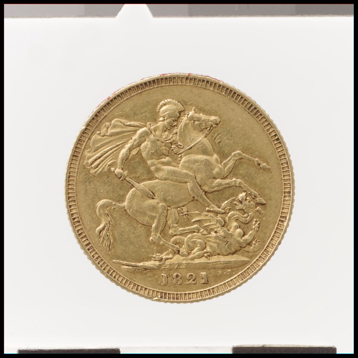 George IV sovereign, Medalist: Benedetto Pistrucci (Italian, 1783–1855, active England), Gold, British