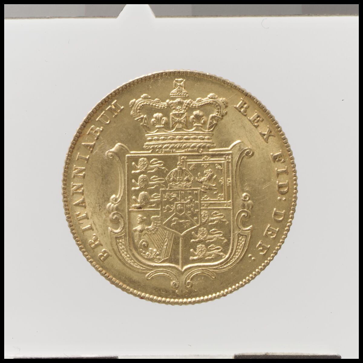 George IV sovereign, Medalist: William Wyon (British, Birmingham 1795–1851 Brighton), Gold, British