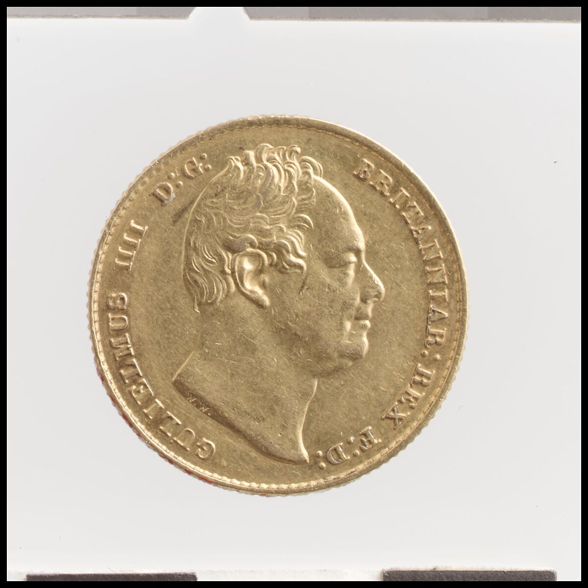 William IV sovereign, Medalist: William Wyon (British, Birmingham 1795–1851 Brighton), Gold, British 