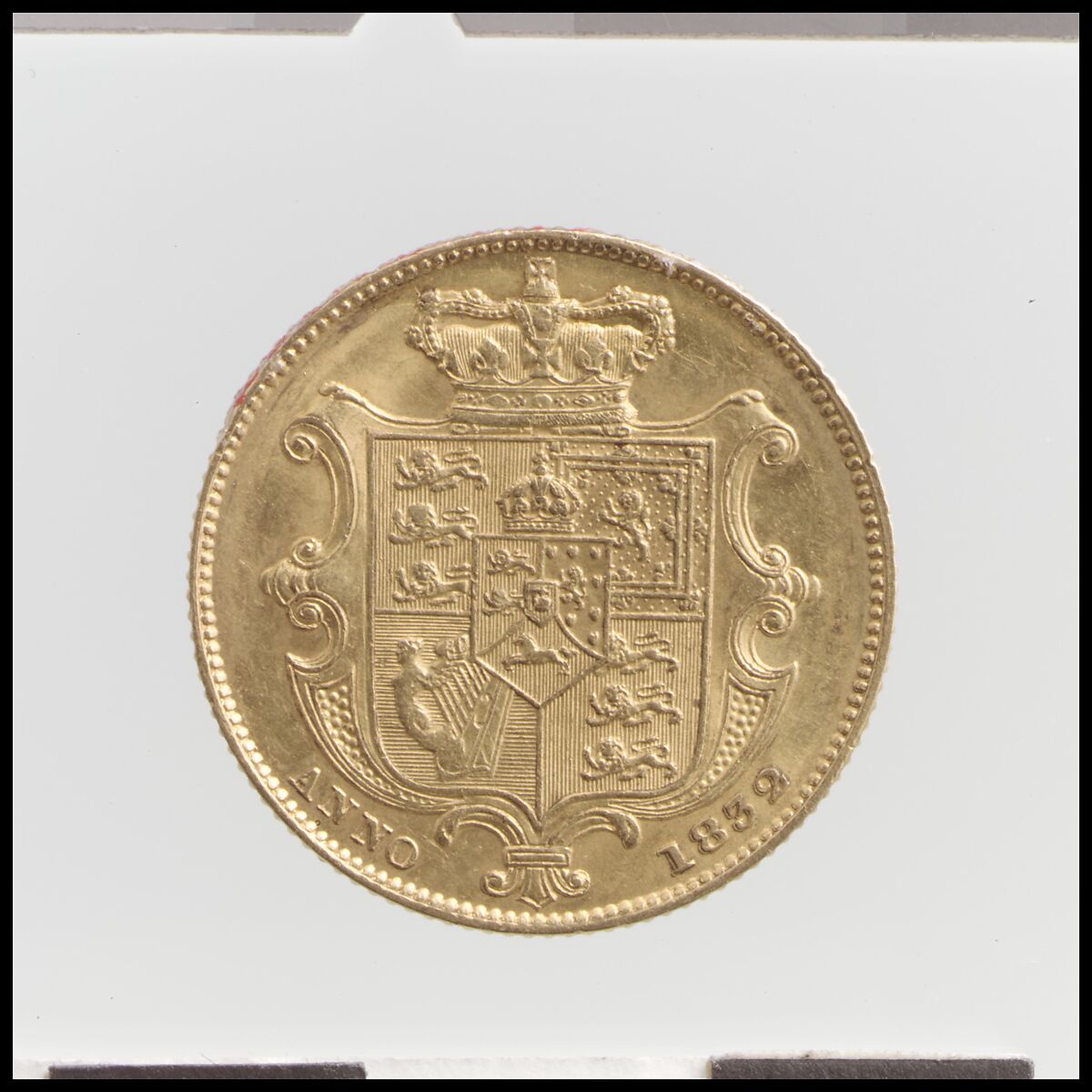 William IV sovereign, Medalist: William Wyon (British, Birmingham 1795–1851 Brighton), Gold, British