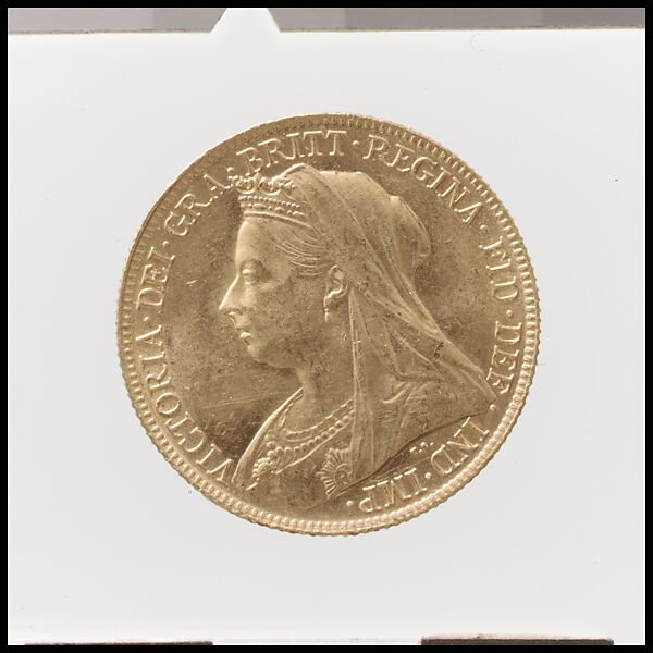 Victoria sovereign, Medalist (obverse): Sir Thomas Brock (British, Worcester 1847–1922 London), Gold, British 