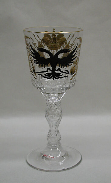 Imperial goblet, St. Petersburg Imperial Glass Factory, Engraved, enamelled and gilt crystal, Russian 