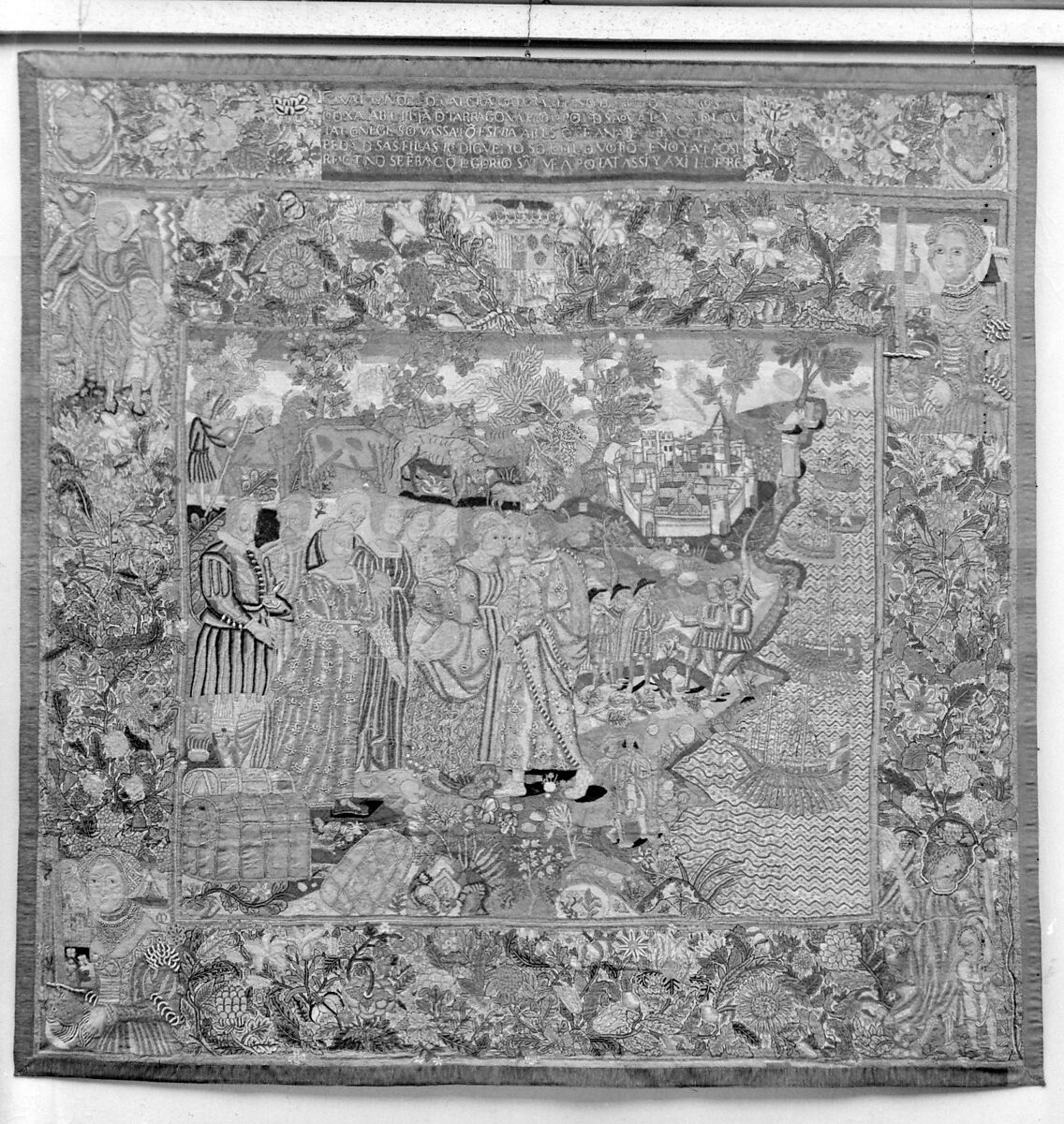 Galcerán de Pinós Preventing the Shipment of the Ransom, Wool, silk, metal thread on canvas, Spanish, Catalonia