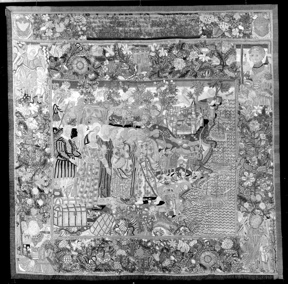 Galcerán de Pinós Preventing the Shipment of the Ransom, Wool, silk, metal thread on canvas, Spanish, Catalonia