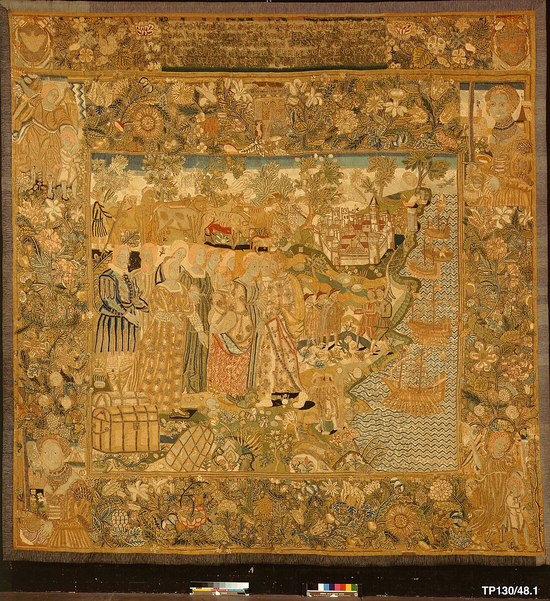 Galcerán de Pinós Preventing the Shipment of the Ransom, Wool, silk, metal thread on canvas, Spanish, Catalonia