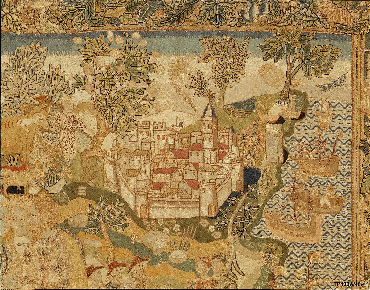 Galcerán de Pinós Preventing the Shipment of the Ransom, Wool, silk, metal thread on canvas, Spanish, Catalonia