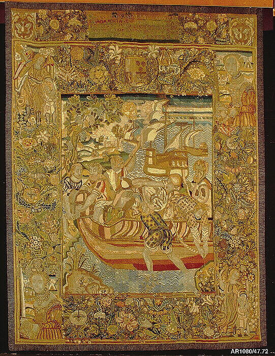 The Ransom for Galcerán de Pinós put on Board Ship at Salou near Tarragona, Wool, silk, metal thread on canvas, Spanish, Catalonia