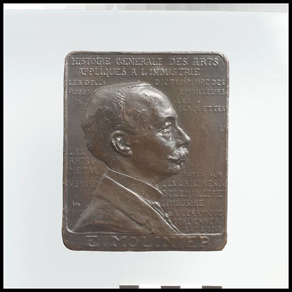 Portrait medallion of Emile Molinier, Henry Nocq (French, 1868–1944), Patinated galvanotype, French 