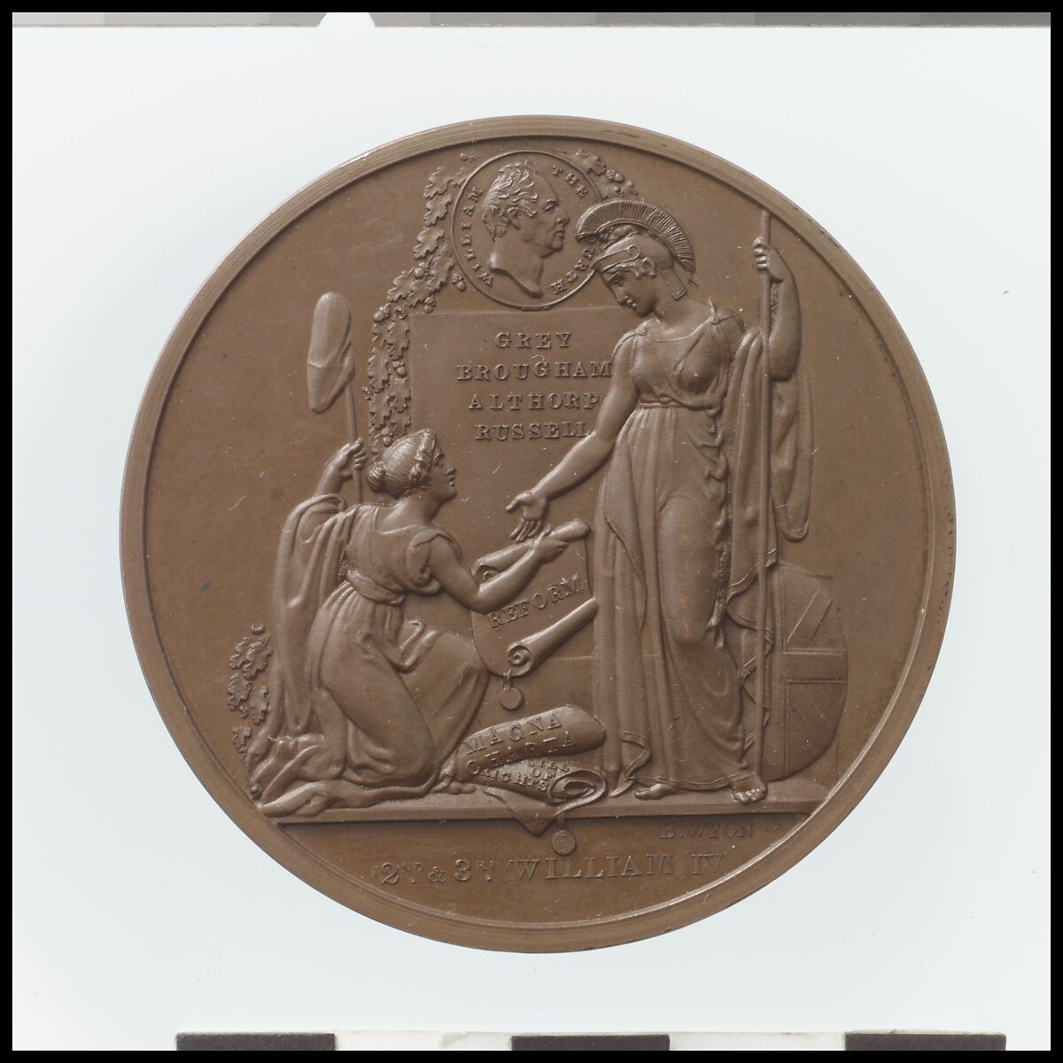 The Reform Bill, Benjamin Wyon (British, London 1802–1858 London), Bronze, British 