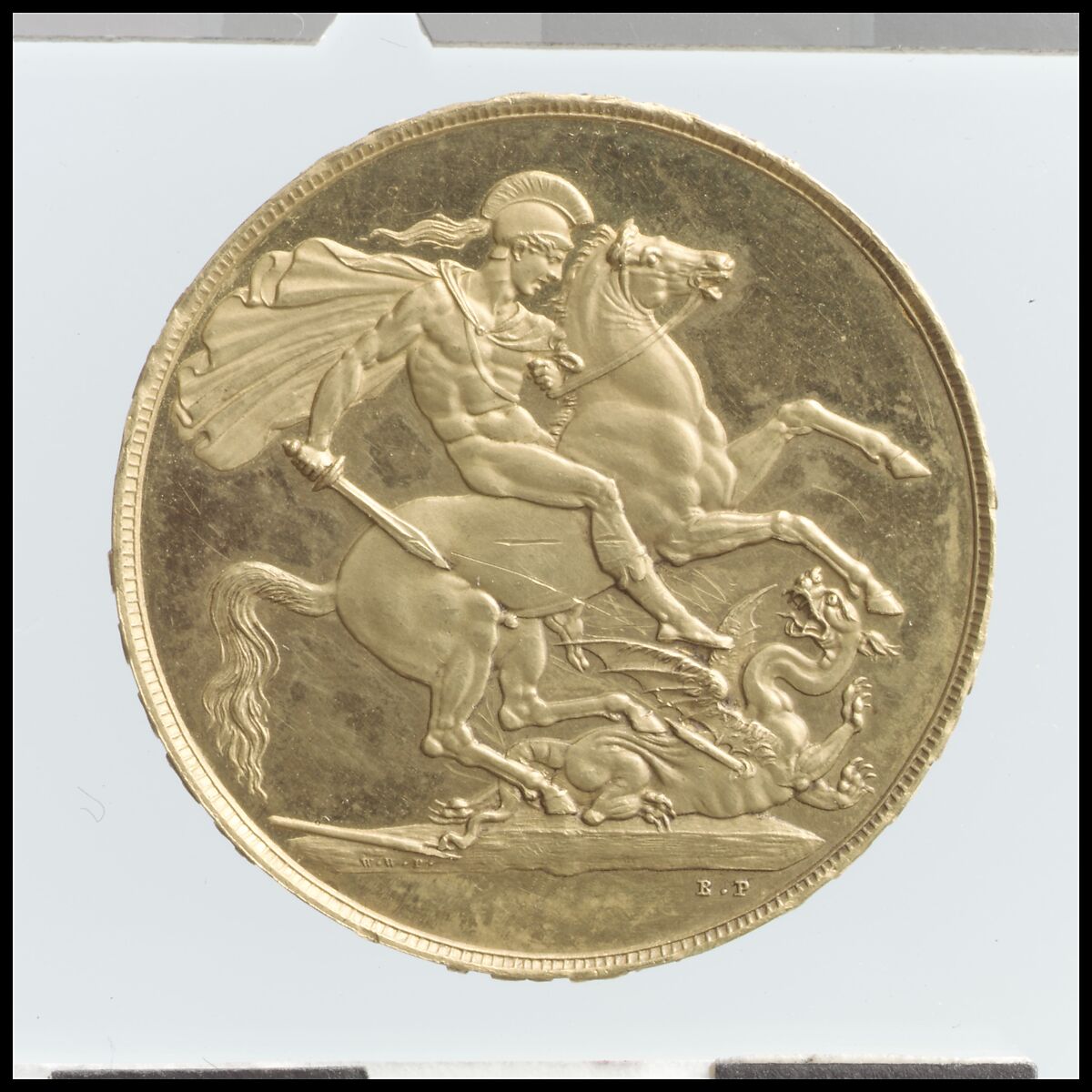 George III double sovereign, Medalist: Benedetto Pistrucci (Italian, 1783–1855, active England), Gold, British, London