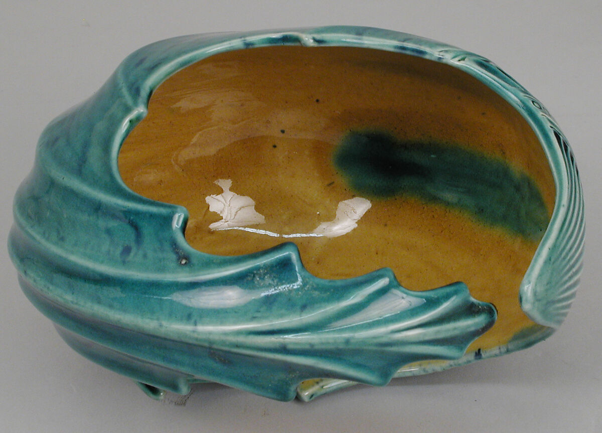 Wave bowl, Attributed to Christopher Dresser (British, Glasgow, Scotland 1834–1904 Mulhouse), Glazed earthenware, British, Linthorpe, Yorkshire