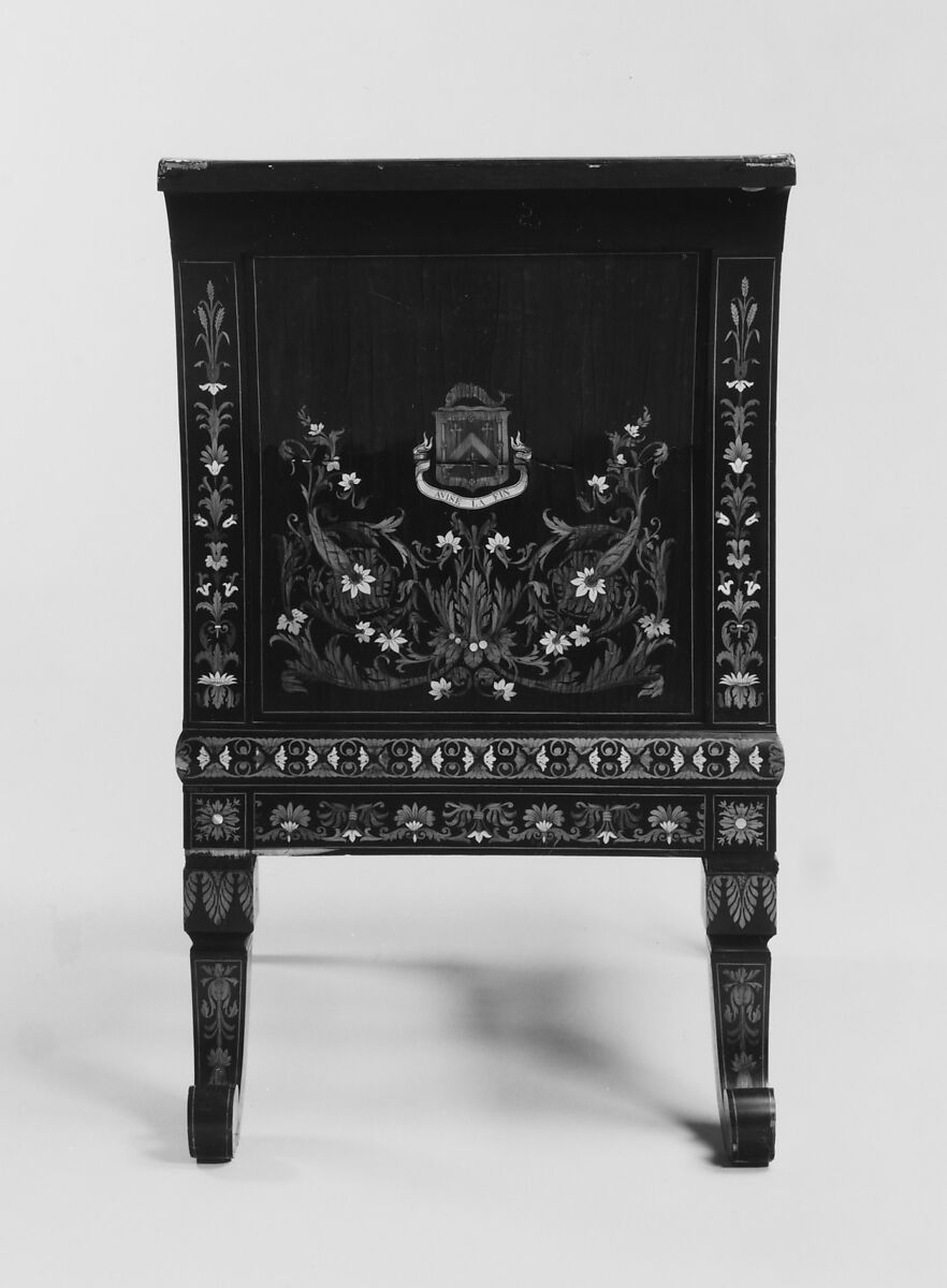 Armchair, Ebony, aspen, yellow pine, ivory, mother-of-pearl, American