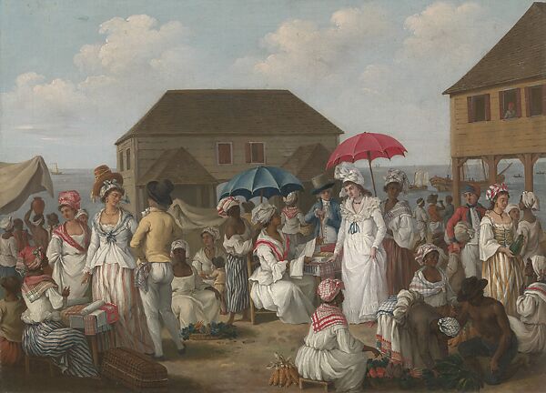 Linen Day, Roseau, Dominica - A Market Scene, Agostino Brunias (Italian, Rome ca. 1730–1796 Roseau, Dominica), oil on canvas, West Indies, for the British market 