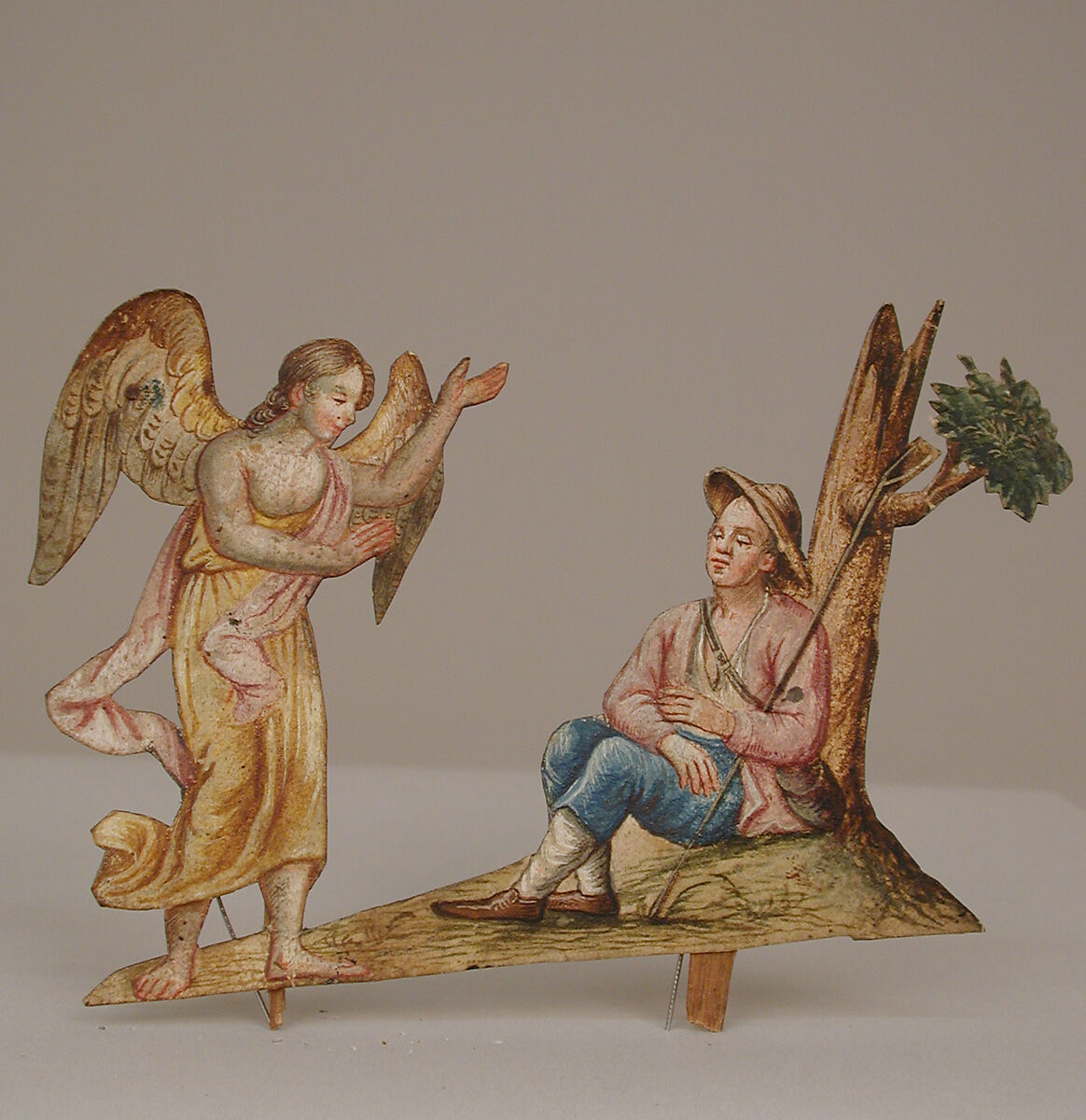 Angel Appearing to Seated Shepherd, Gouache on paper, Southern German 