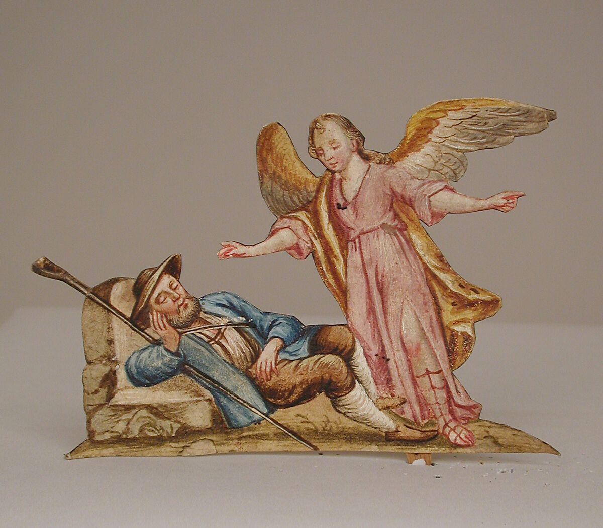 Angel Appearing to Sleeping Shepherd, Gouache on paper, Southern German 