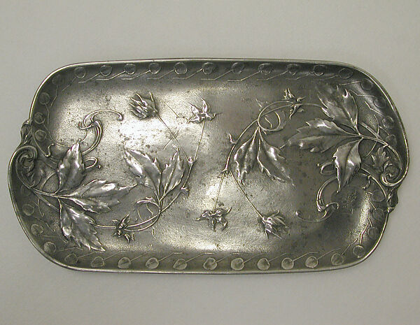 Tray, Jules-Paul Brateau (French, 1844–1923), Pewter, French