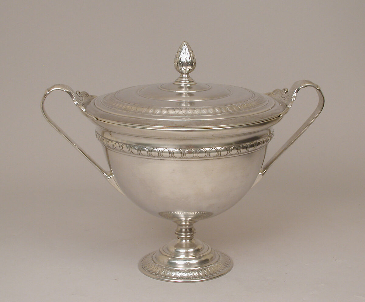 Covered bowl with ladle and tray, Giacinto Melillo (1846–1915), Silver, Italian 