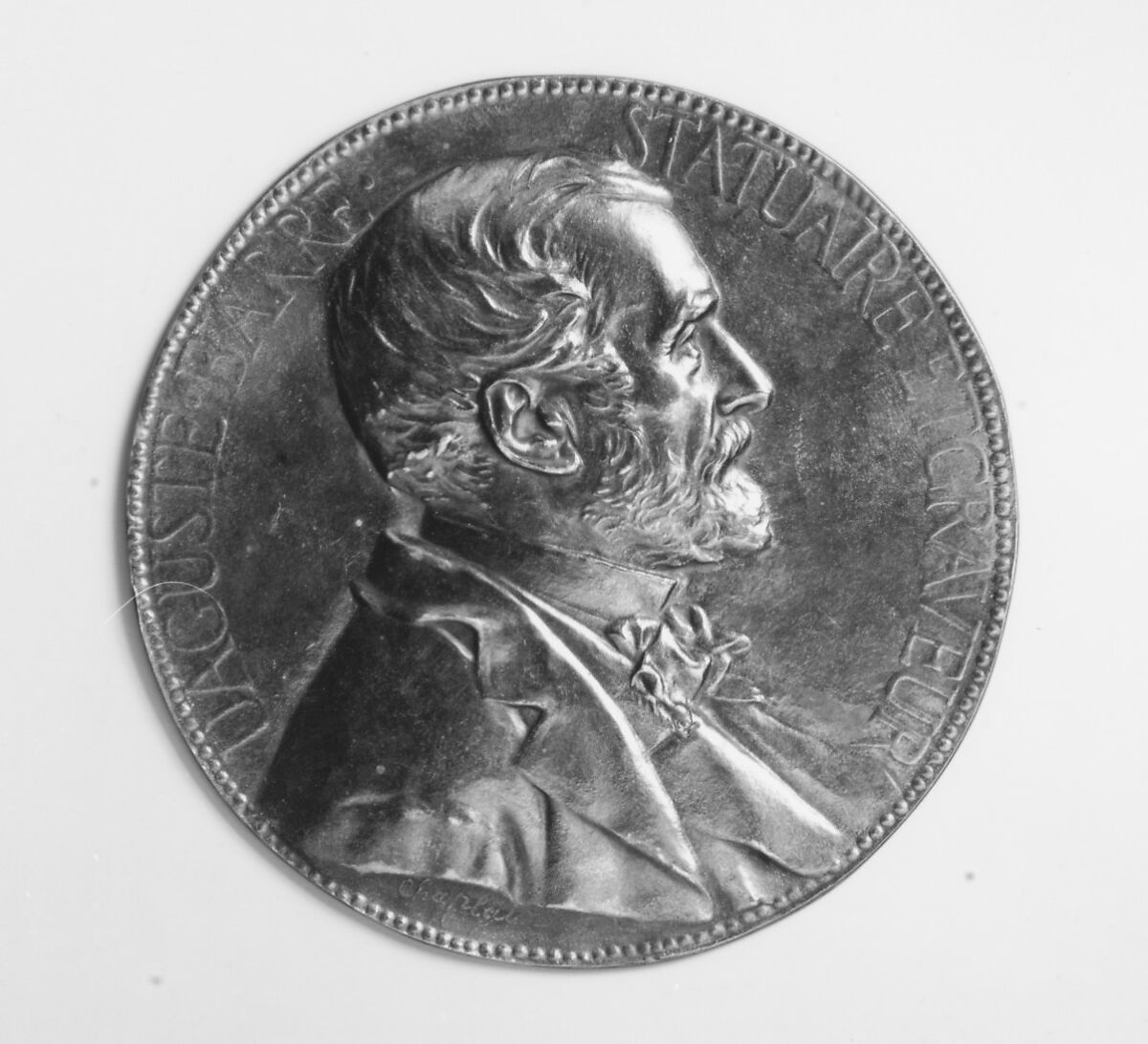 Auguste Barre, Medalist: Jules-Clément Chaplain (French, Mortagne, Orne 1839–1909 Paris), Silvered bronze uniface medal, French 