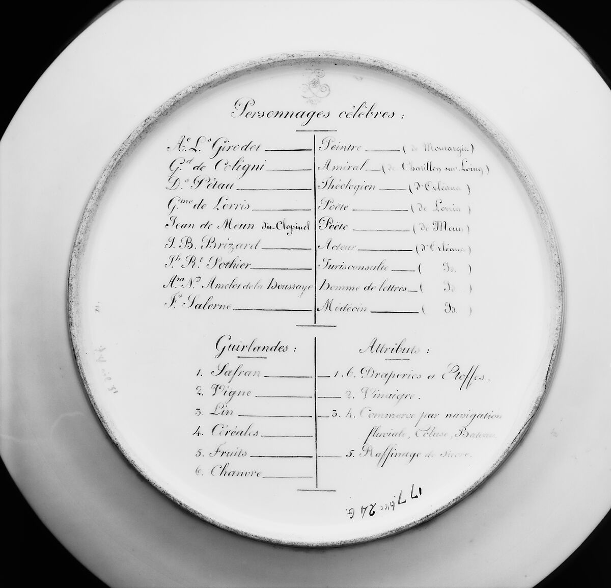 Plate from the "Service Des Départements", Sèvres Manufactory (French, 1740–present), Hard-paste porcelain, French, Sèvres
