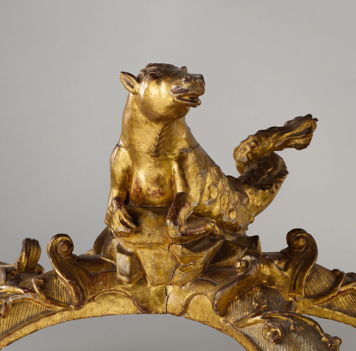 Console table, Franz Adam Weber (German, active until 1759?), Gilded lindenwood, pine; green marble (not original), German, Fulda