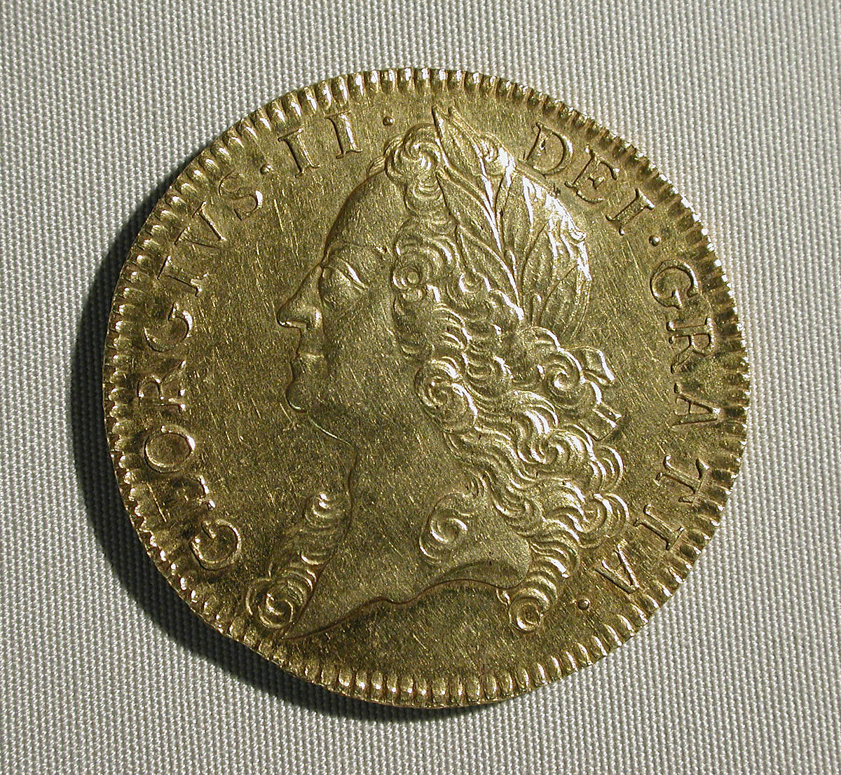 Five guineas coin of George II, Medalist: John Croker (British, 1670–1741), Gold, British 