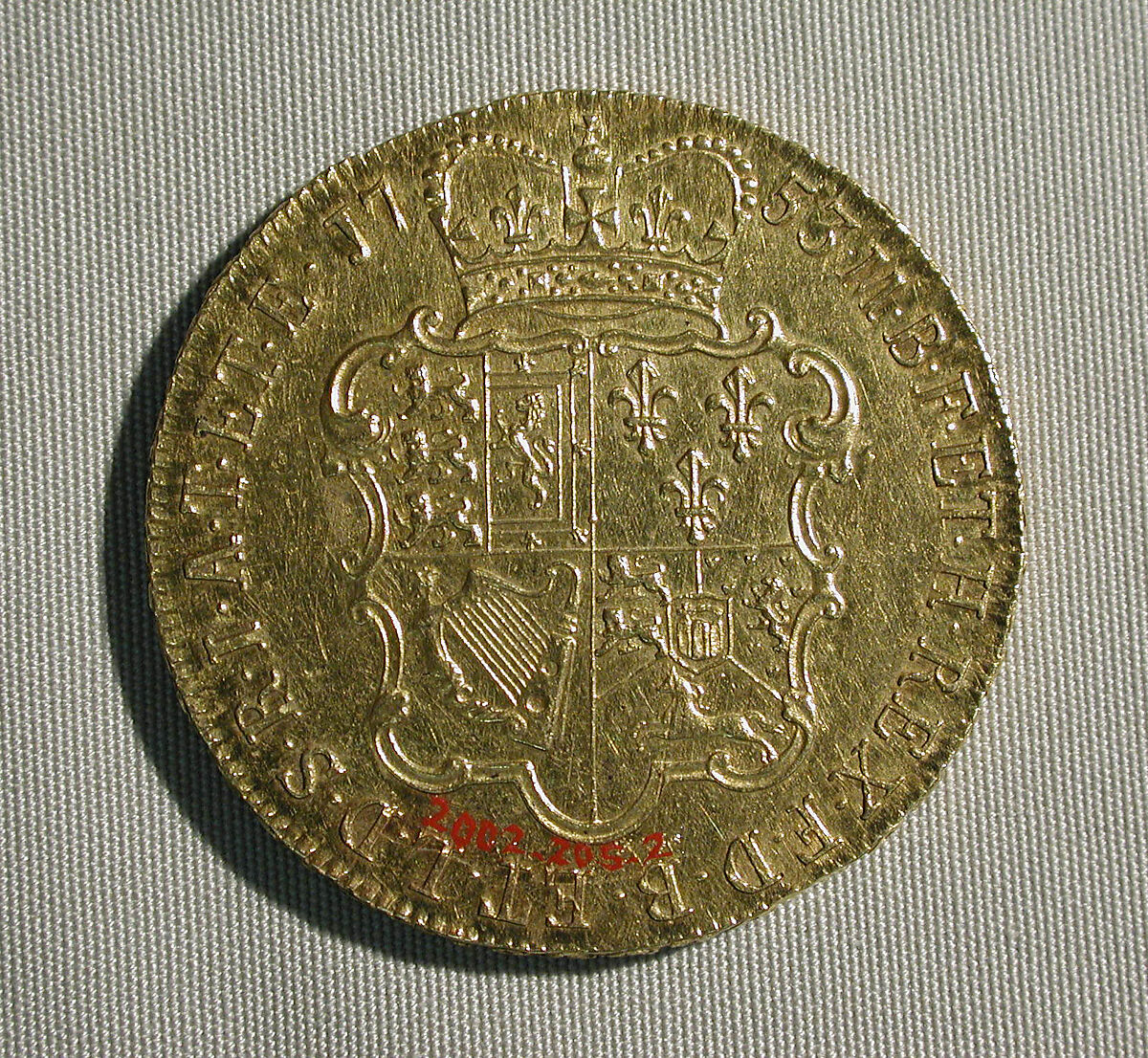 Five guineas coin of George II, Medalist: John Croker (British, 1670–1741), Gold, British