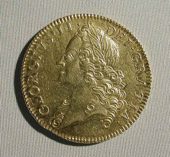 Five guineas coin of George II